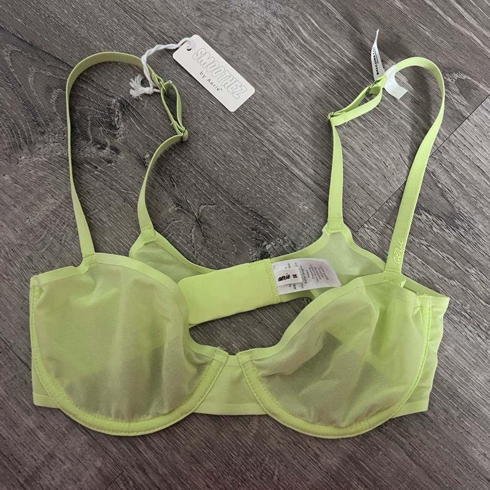 Smoothez by Aerie - neon green sheer balconette bra